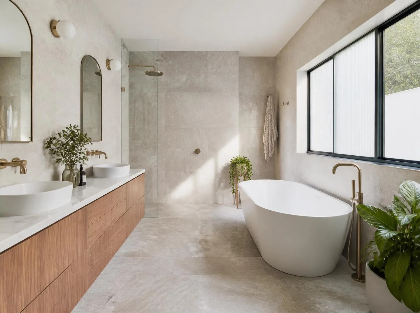Finished bathroom renovation with modern fittings, ideal content for social media posts