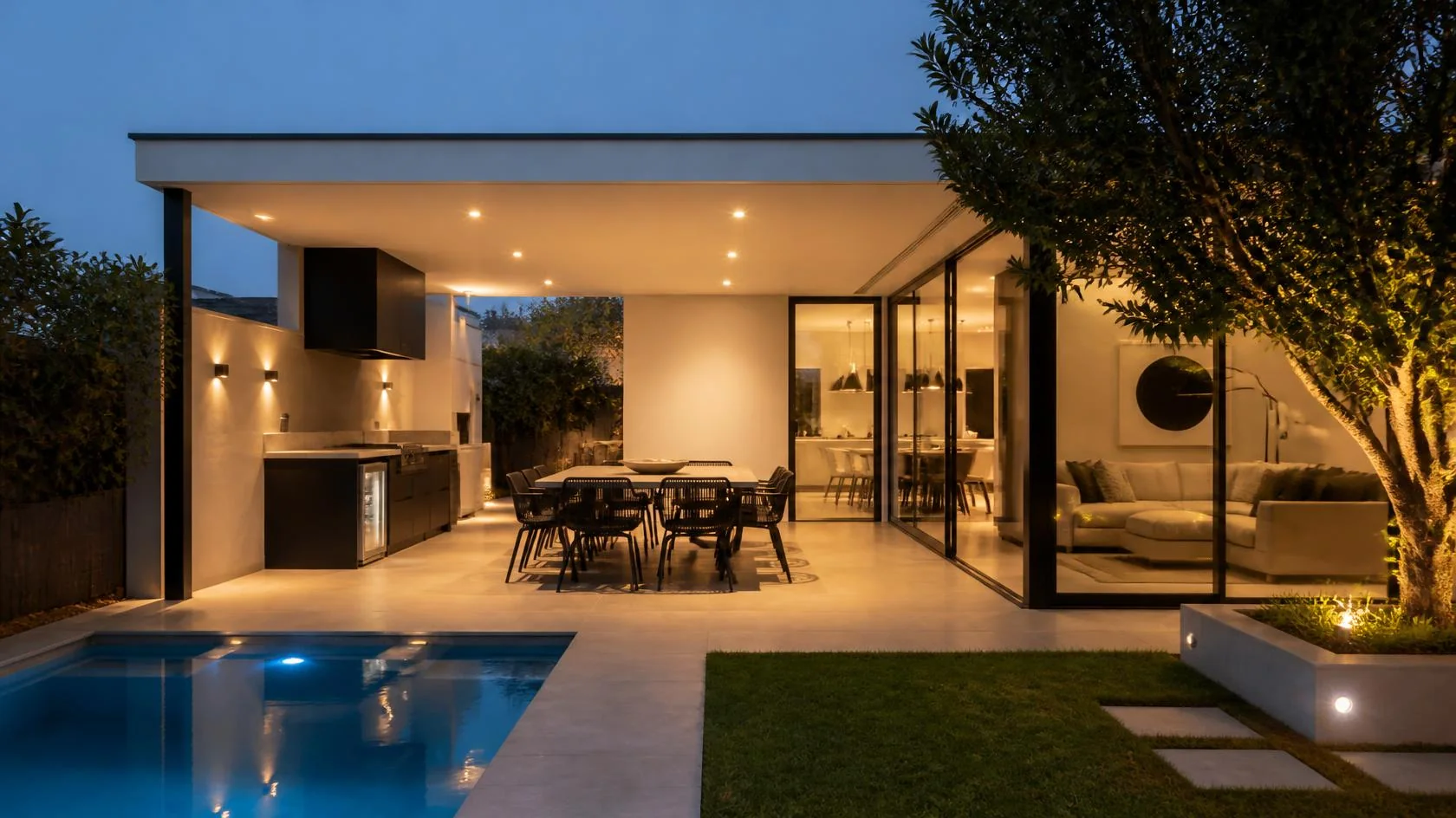 Home extension with an alfresco area and pool